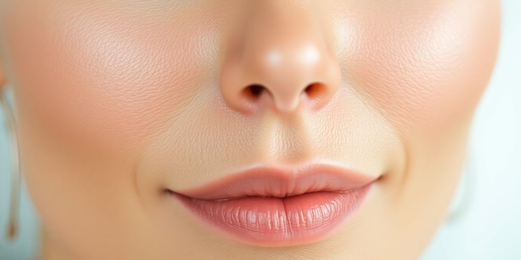 Close-up of smooth skin after dermabrasion treatment.