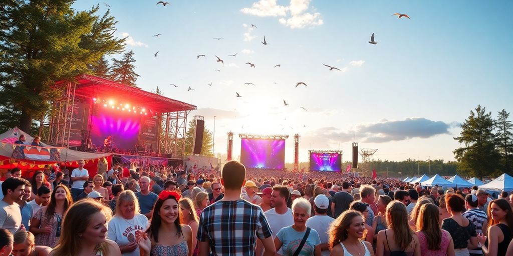 People enjoying outdoor activities and entertainment together.