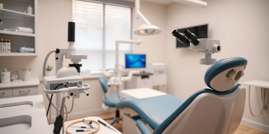 Dental tools and equipment in an endodontist's office.