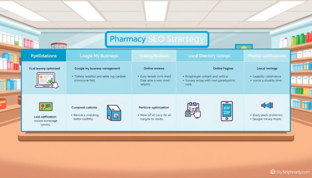 pharmacy SEO strategies table