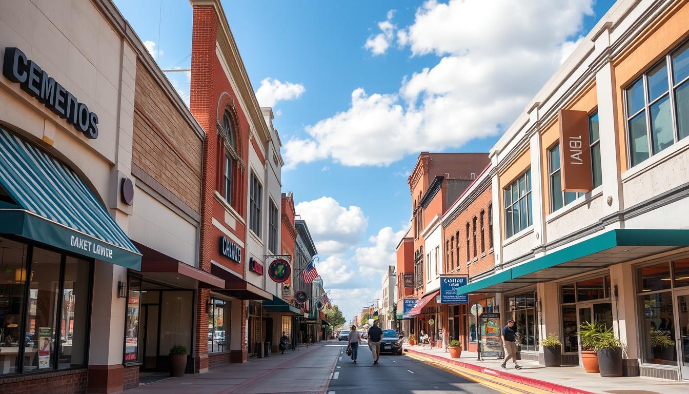 Laredo business district showing local shops that need SEO services