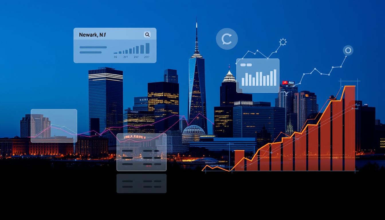 Newark skyline with SEO Agency Newark NJ services visualization