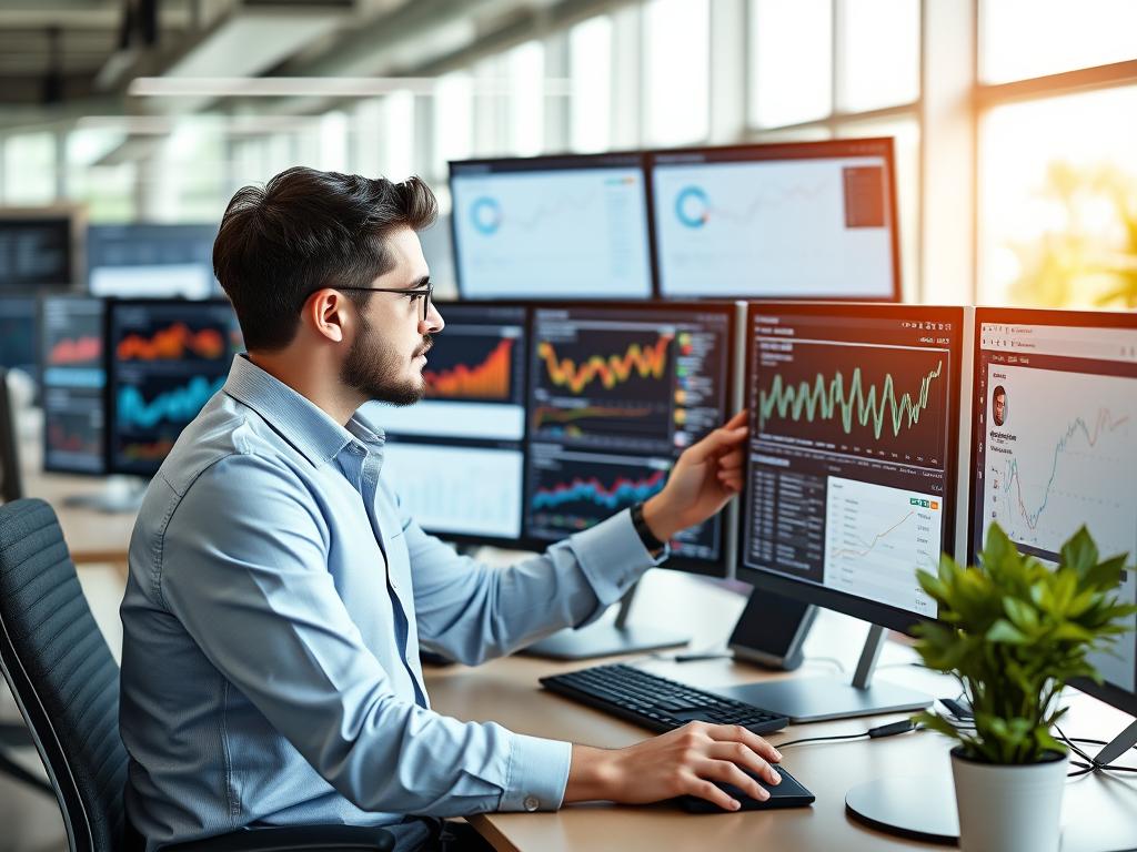 SEO specialist analyzing website data in Irving TX office