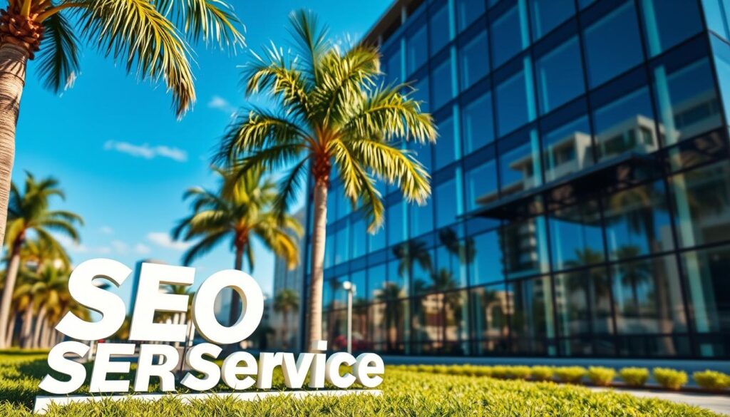 A sleek, modern office building set against the backdrop of a vibrant, sun-drenched cityscape in Costa Mesa, California. In the foreground, a well-manicured garden with lush greenery and a stylized "SEO Services" sign. The building's glass facade reflects the surrounding palm trees and blue sky, creating a sense of warmth and professionalism. A wide-angle lens captures the scene, emphasizing the scale and prominence of the business. Soft, diffused lighting casts a gentle glow, conveying a sense of expertise and reliability. The overall impression is one of a thriving, premier SEO services provider serving the local community.