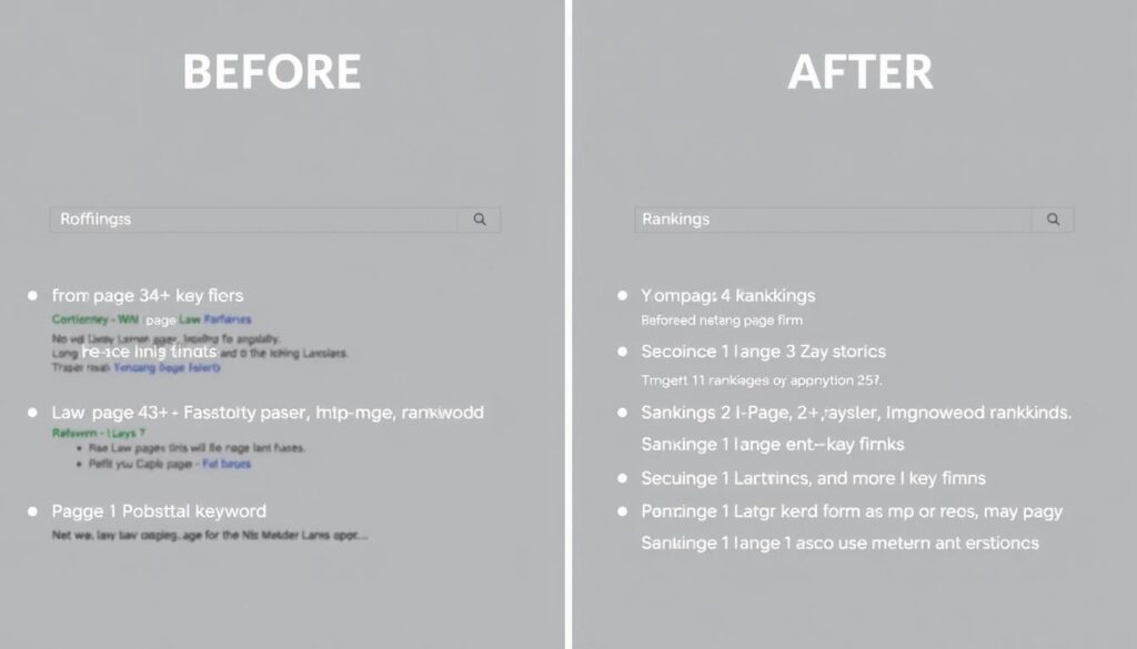 Before and after search rankings for Yonkers law firm