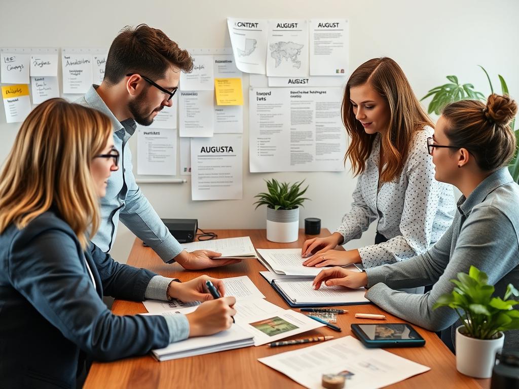 Content creation team developing Augusta-specific SEO content for local business