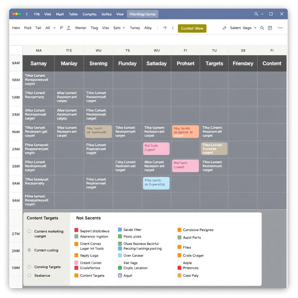 Content marketing calendar for a Salem, OR business showing blog topics and publishing schedule