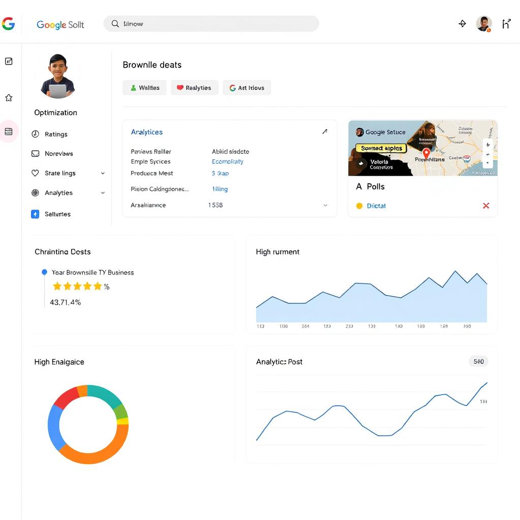 Google Business Profile dashboard showing optimization for a Brownsville TX business