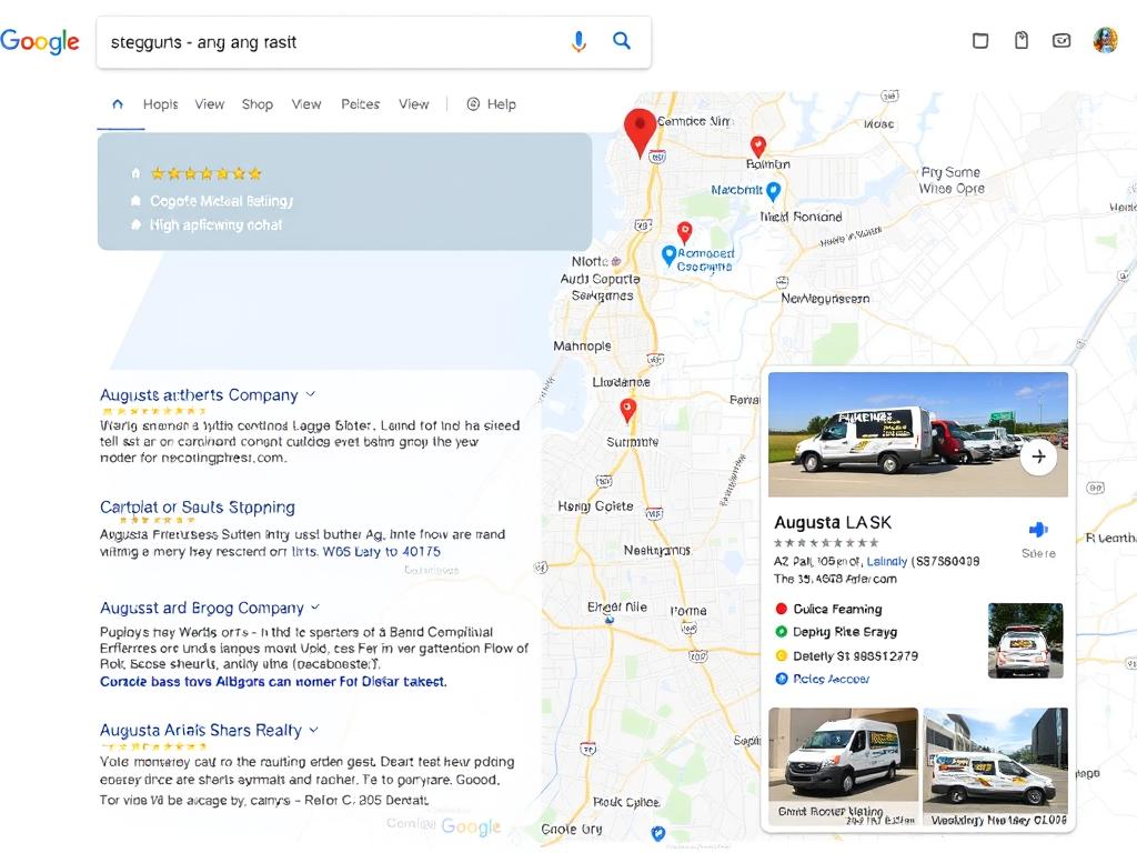Google Maps showing optimized business listing for Augusta company in top position