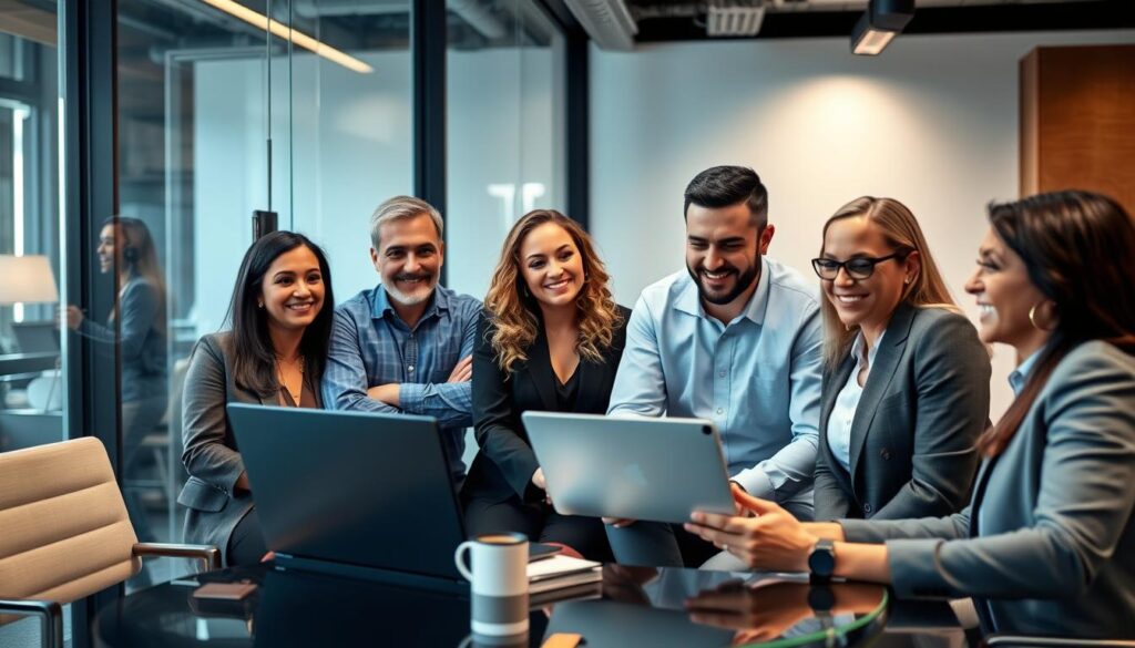 Happy Akron business owners working with Revenue Boomers SEO Agency