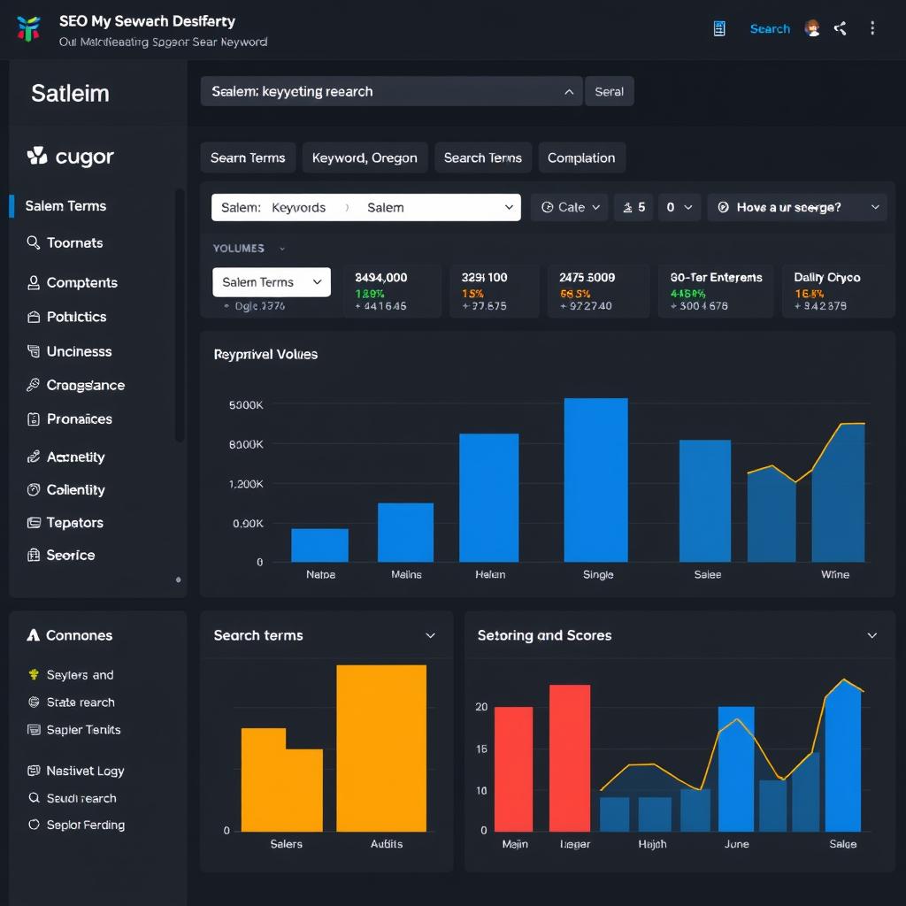 Keyword research dashboard showing Salem, OR specific search terms and volumes