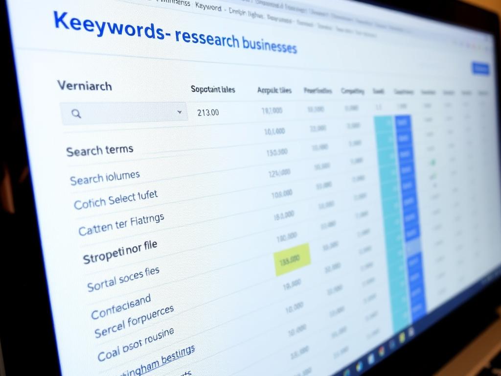 Keyword research for Birmingham SEO showing local search terms