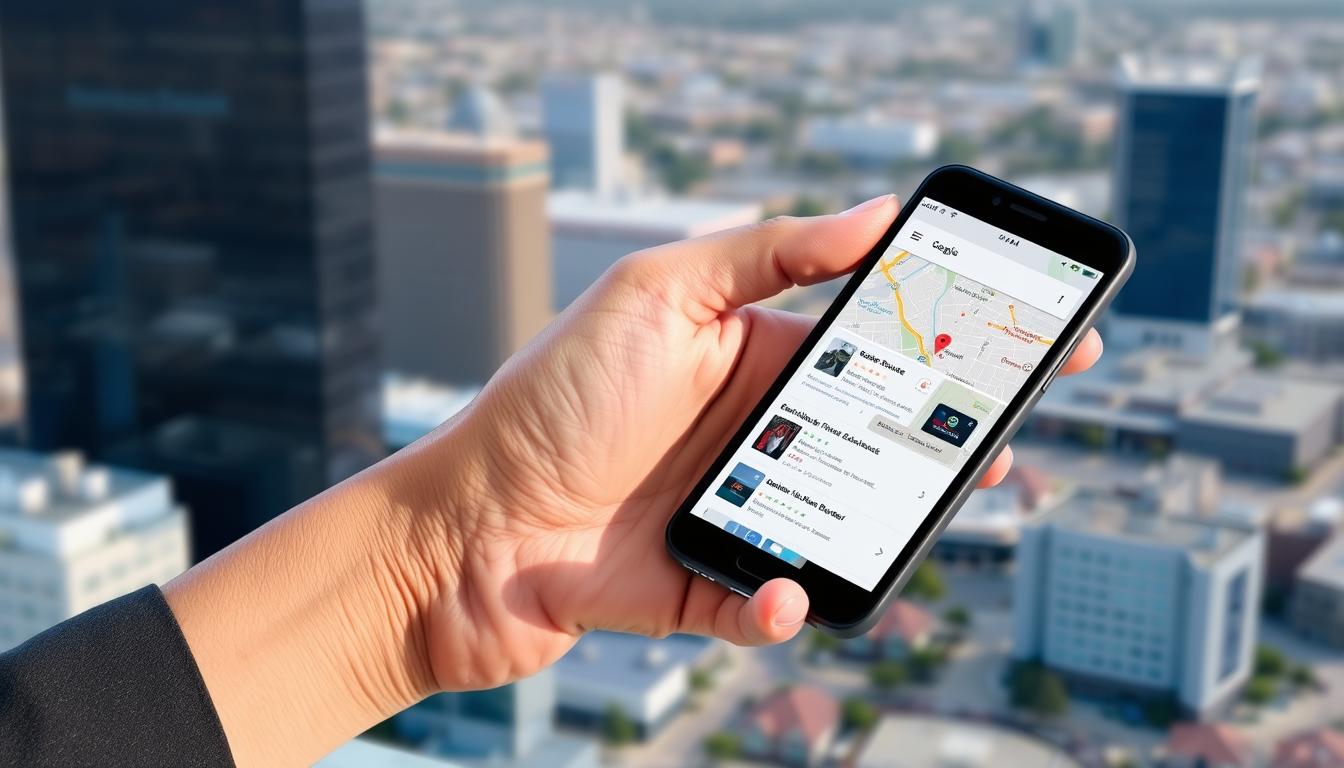 Map of Elk Grove showing local business search results on mobile device