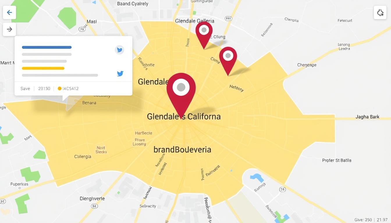 Map of Glendale CA highlighting local business districts and search visibility