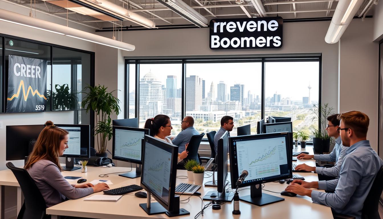 Revenue Boomers SEO Agency Des Moines IA office with team members working on local search optimization strategies