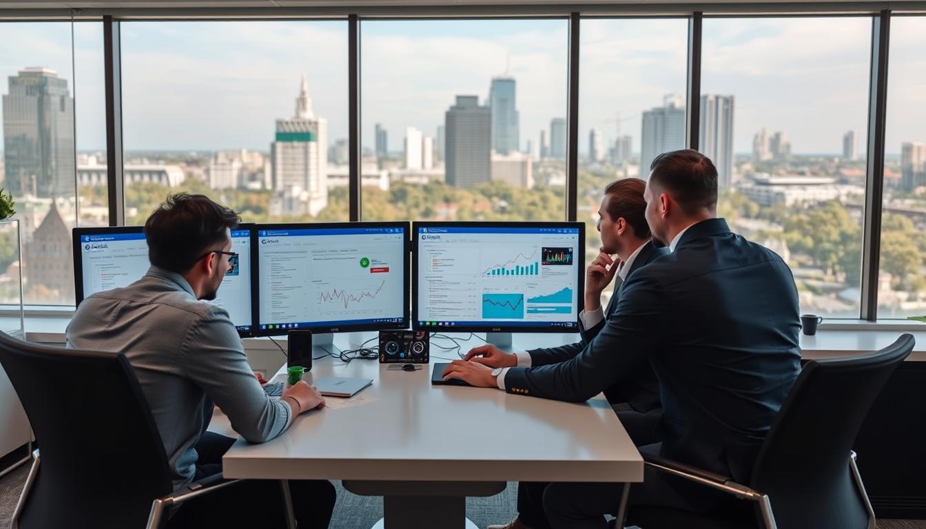 Revenue Boomers SEO Agency Newport News VA office with team members analyzing search data