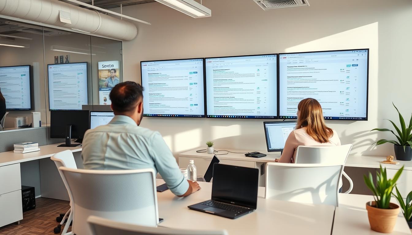 Revenue Boomers SEO Agency Tallahassee FL office with team members analyzing search results