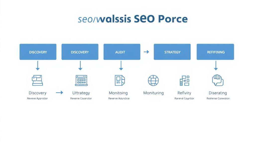 Revenue Boomers SEO process flowchart showing comprehensive approach