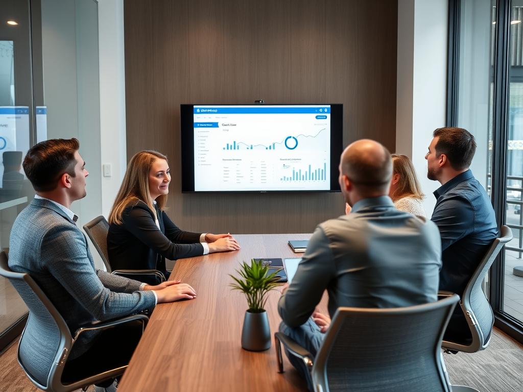 Revenue Boomers SEO team meeting with a Salem business client to discuss strategy