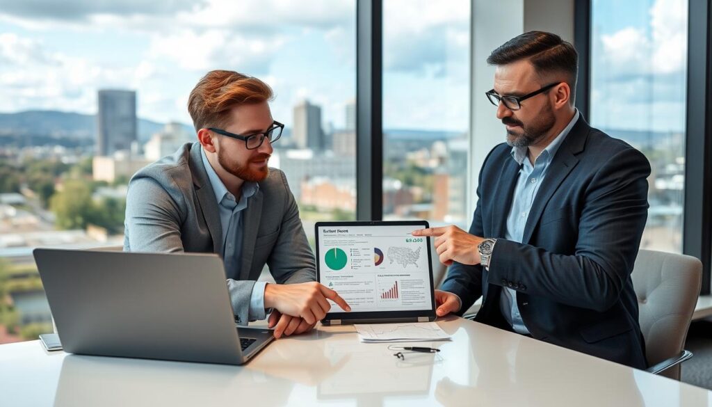 SEO Agency Knoxville TN team providing consultation to local business owner