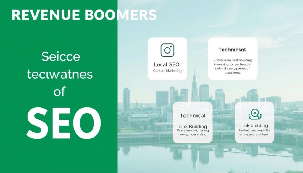 SEO Agency Sioux Falls SD services visualization showing keyword research, content optimization, and local SEO