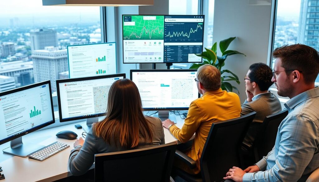 SEO Agency in Mobile, AL team analyzing local search data on multiple screens