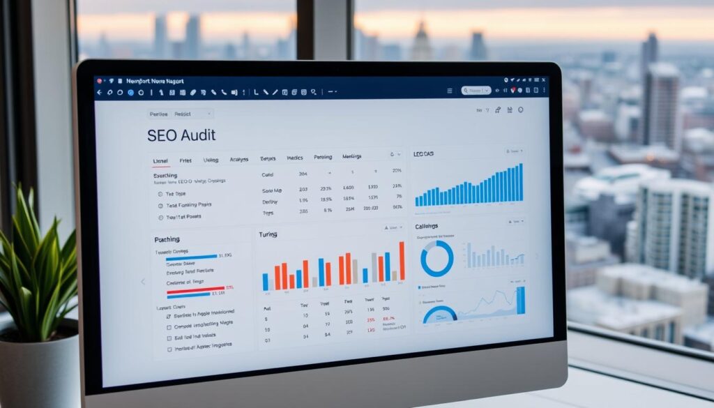 SEO audit report showing website analysis for a Newport News business