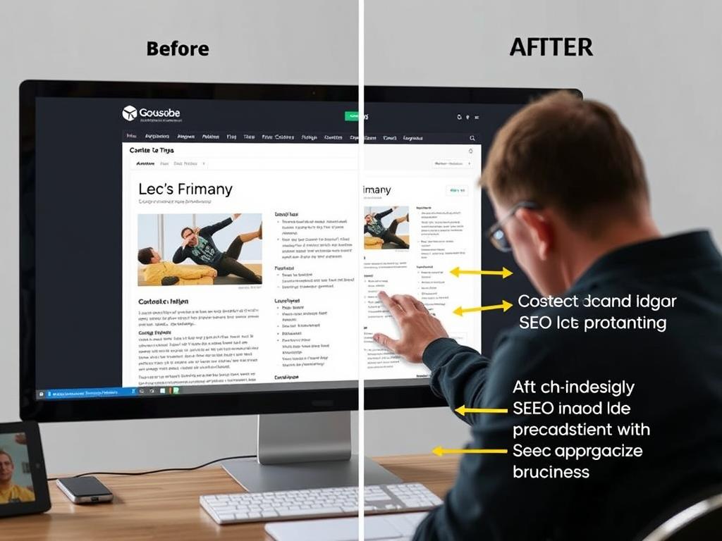 Website optimization process for Augusta business showing before and after SEO improvements